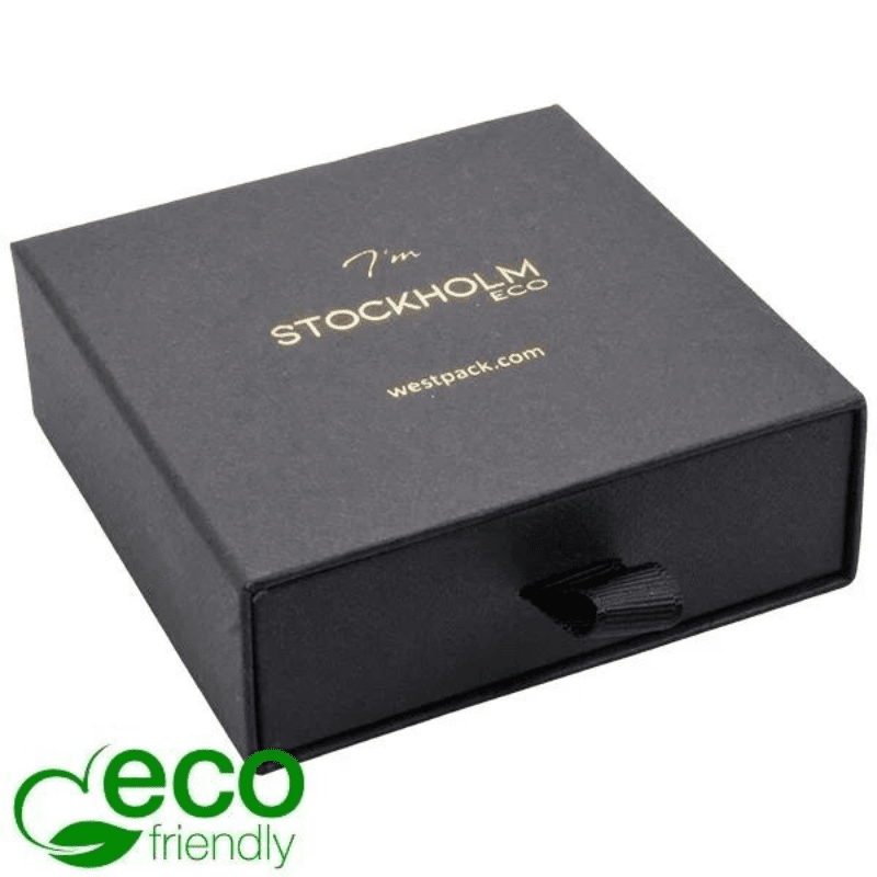 900.00502 Stockholm ECO Jewellery Box for Bangle Black Buckram 1 Karp Stockholm kõrvarõngastele/kaelaketile, suur must - Image 1