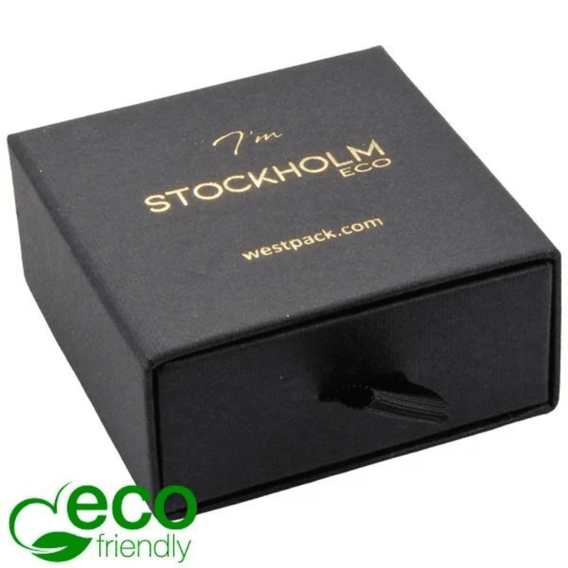 900.00501 Stockholm ECO Jewellery Box Drop Earrings Pendant Black Buckram 1 Karp Stockholm kõrvarõngastele/kaelaketile, väike, must - Image 1