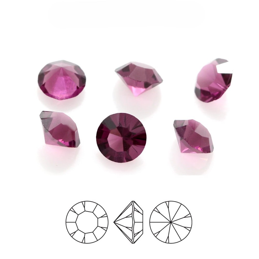 Purple cubic zirconia preciosa crystal chaton pure ound stone pointed back unfoiled amethyst Amethyst purple synthetic cubic zirconia preciosa crystal
