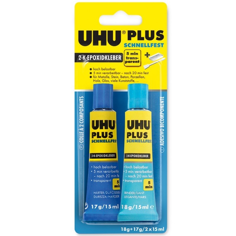 uhu plus dual component adhesive epoxy glue 35733 35g uhu plus dual component adhesive epoxy glue blue 35733 35g