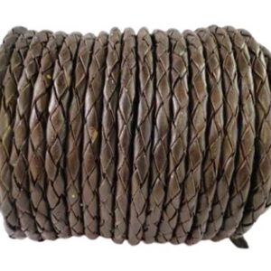 Oslo Round Braided Leather Cord - Dark Brown