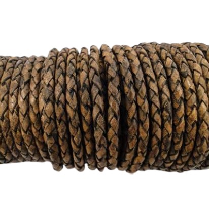 Round Braided Vintage Brown Leather Cord 3 mm Round Braided Vintage Brown Leather Cord 3 mm