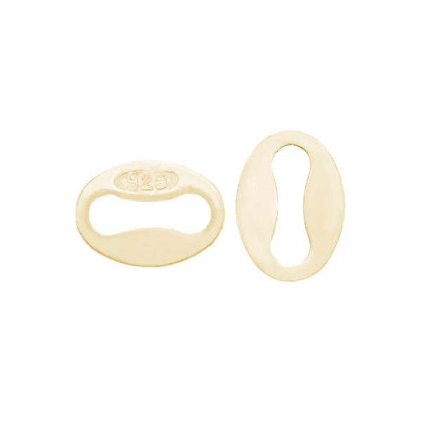 18k goldplated 925 sterling silver chain hallmark tag, stamped end-cap--bc-39x5-mm
